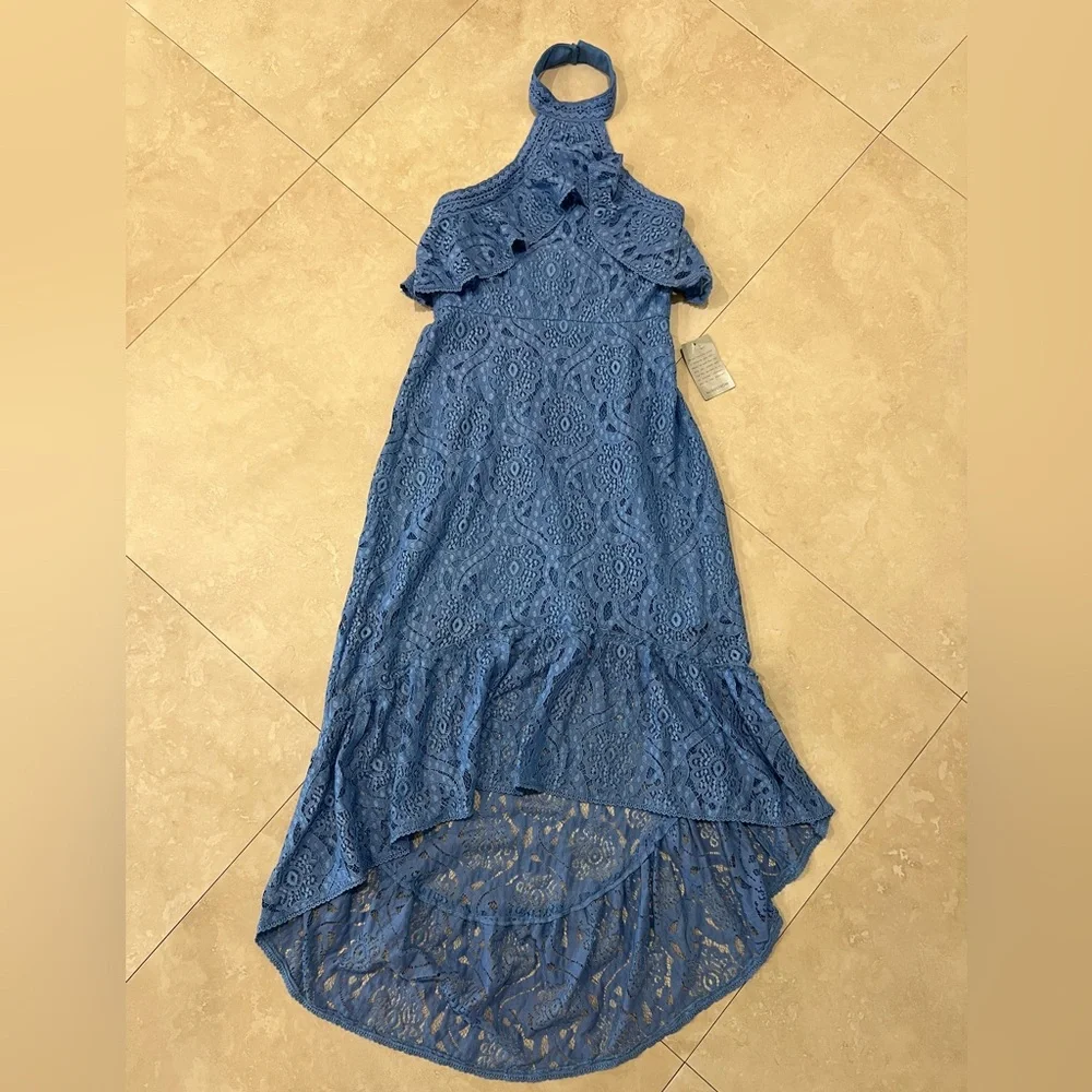NWT Chelsea 28 Blue Asymmetrical Lace Dress - Picture 5 of 6